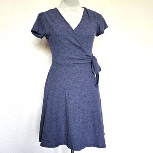 Rolla Coster faux side tie wrap dress waffle weave mini blue small